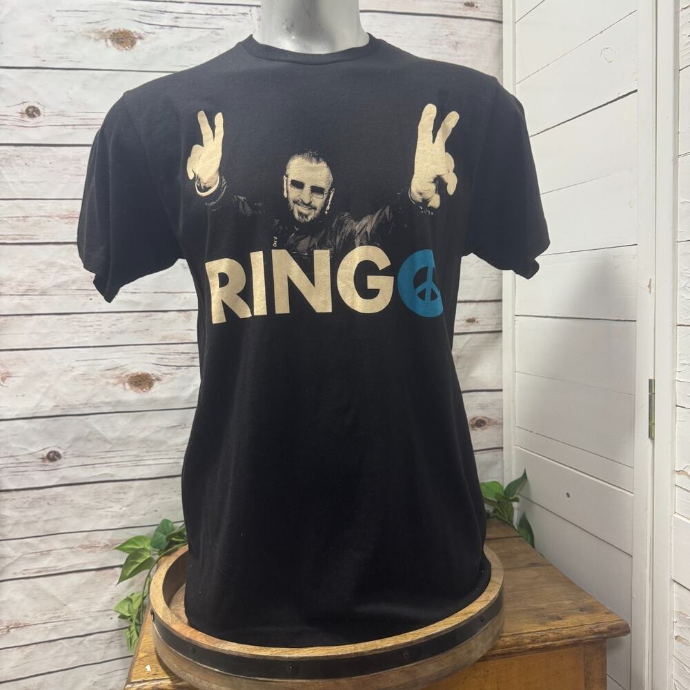 Ringo Starr Double Sided 2008 US Concert Tour Schedule Shirt Size XL Peace Sign